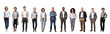 Collection, a bundle of diverse people isolated on transparent white background.