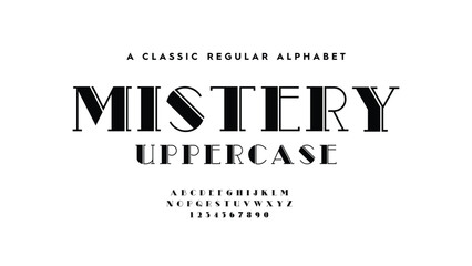Fototapete - Display font alphabet. Retro typography regular uppercase and number. Vector illustration.