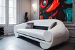 Futuristic sofa furniture. Digital virtual control. Generate Ai