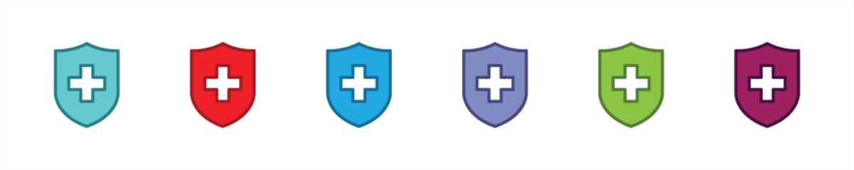 Fototapete - shield with cross icon set. medical shield icon. health icon symbol, vector illustration