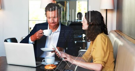 Poster - Animation of data processing over diverse business people in office