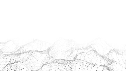 Wall Mural - Futuristic technology. Digital cyberspace. Abstract vector wave with moving particles. Big data analytics.