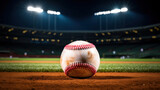 Fototapeta Sport - Close up of a Baseball ball in the center of the stadium