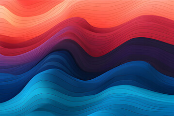 Wall Mural - Horizontal Colorful Abstract Wave Background With Dark Salmon, Burly Wood and Strong Blue Colors. Can Be Used as Texture, Background or Wallpaper.