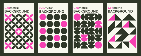 Wall Mural - vector set of postmodern vertical poster. abstract geometric backgrounds. vector