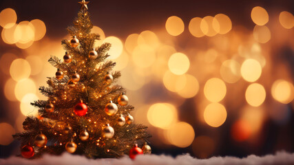 Poster - christmas tree on bokeh background. christmas and new year concept