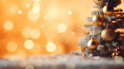 Poster - christmas background. festive decoration on bokeh background. new year. gold
