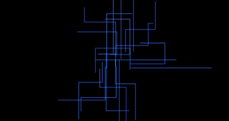 Wall Mural - abstract blue geometrical plexus on black background with lines and dots movement