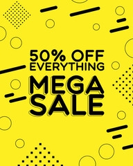 Leinwandbilder - Mega sale, banner, poster, flyer. Up to 50% discount. Yellow background and abstractions.