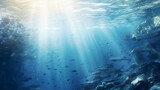 Fototapeta Do akwarium - underwater sea ocean watercolor blue transparent background