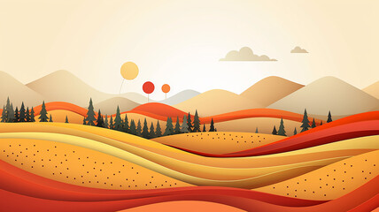 autumn landscape in tuscany origami paper sculptural.