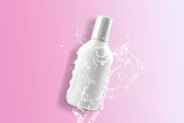 Canvas Print - Cosmetics for face care. White bottle on color background