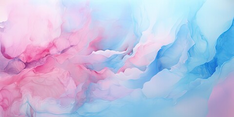 Wall Mural - Abstract watercolor paint background illustration - Soft pastel blue pink color with liquid fluid marbled paper texture banner texture