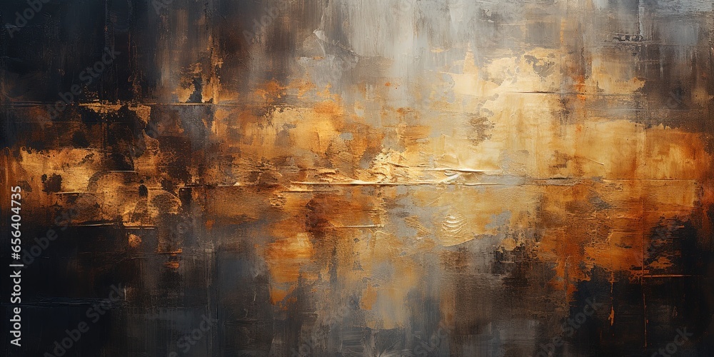 Closeup of abstract rough dark gold black art painting texture, with ...
