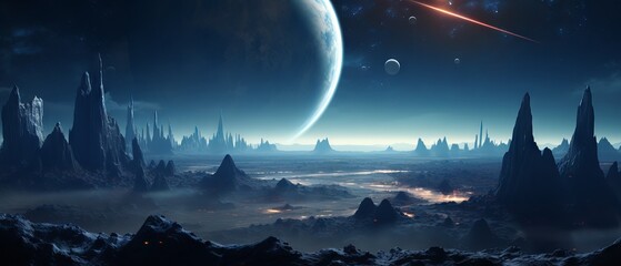 Wall Mural - equirectangular projection of space: a 360 degree background of nebula and stars with hdri spherical