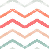 Fototapeta Boho - Watercolor zigzag stripes seamless vector pattern, Christmas decor background. Abstract chevron   lines, striped pastel lines print.