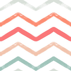 Watercolor zigzag stripes seamless vector pattern, Christmas decor background. Abstract chevron   lines, striped pastel lines print.
