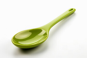 A bright green minimalist ladle isolated on a white background 