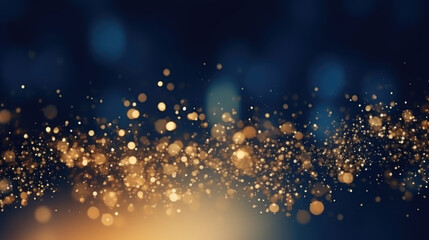 Abstract background with Dark blue and gold particle. New year, Christmas background with gold stars and sparkling.