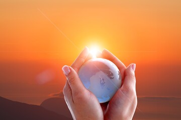 Wall Mural - planet earth globe in the human hands