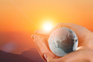 Wall Mural - planet earth globe in the human hands