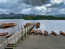 Wooden Boats On Derwent Water In Keswick Lake District 