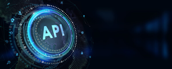 API - Application Programming Interface. Software development tool. Business, modern technology, internet and networking concept. 3d illustration