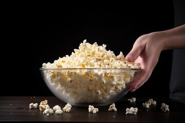 Sticker - hand revealing a bowl of freshly popped popcorn