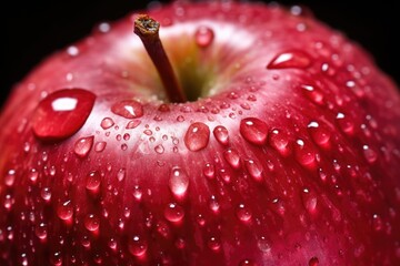 Poster - a macro shot of water droplets on a freshly picked apple