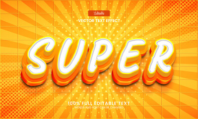 Wall Mural - Design editable text effect, Super 3d cartoon vector illustration
