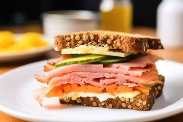 Sticker - a close-up shot of a bagel and lox sandwich