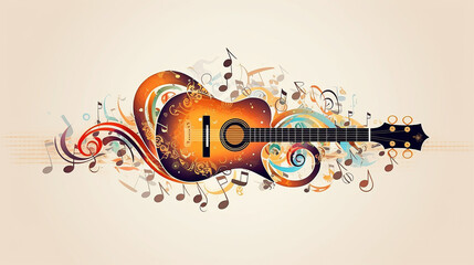Wall Mural - guitar on a white background musical abstract background.