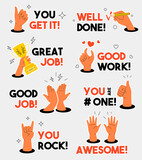 Fototapeta  - Motivational Stickers With Hands