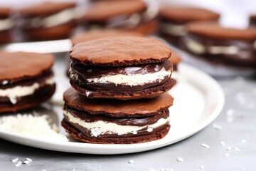 Poster - side-view of chocolate filled sandwich cookies