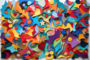 Canvas Print - multi-colored felt pieces cut into christmas shapes