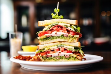 Wall Mural - a towering clubhouse sandwich under bright, soft light