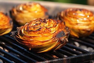 Poster - grilled artichokes showing texture detail with olive oil shine