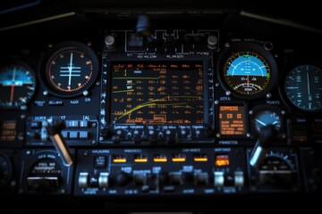 Poster - A close-up view of the dashboard of a plane. Perfect for aviation enthusiasts or travel-themed designs.