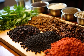 Wall Mural - aromatic spices laid out for making feijoada