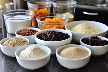 Sticker - pre-portioned ingredients in small bowls for baking