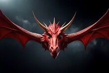 Vector View Of The Red Dragon In 3d Space 