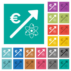 Poster - Rising atomic energy european Euro prices square flat multi colored icons