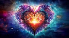 Cosmic Love, The Heart As The Soul's Sanctuary. Esoteric Heart, Soul, And Emotions In Universal Love. Mystical, Spiritual Connection, Chakra, Connectedness.