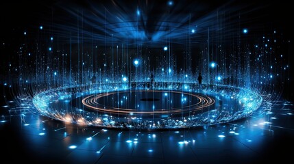Poster - Futuristic circle, user interface interface screen design. Abstract style on a blue background. Abstract vector background. Abstract technology communication innovation design concept background.