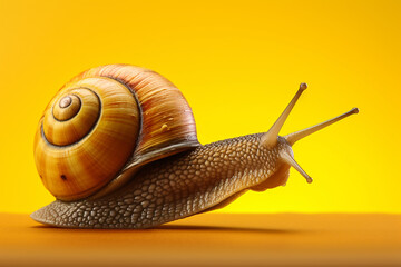 Wall Mural - snail animal on a yellow background