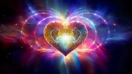 Wall Mural - cosmic love, the heart as the soul's sanctuary. esoteric heart, soul, and emotions in universal love