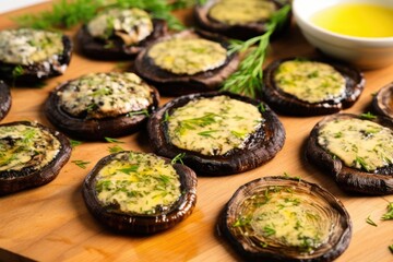 Sticker - grilled portobello mushrooms with herb butter on top