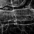 1:1 square aspect ratio vector road map of the city of  Moline Illinois in the United States of America with white roads on a black background.