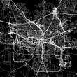 1:1 square aspect ratio vector road map of the city of  Tallahassee Florida in the United States of America with white roads on a black background.