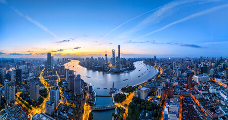 Wall Mural - Shanghai city skyline and beautiful natural landscape in the early morning